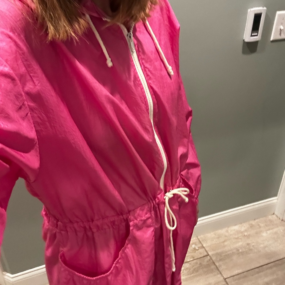 Rainwear Women's Pink Hooded Vintage 80s 90s Jacket